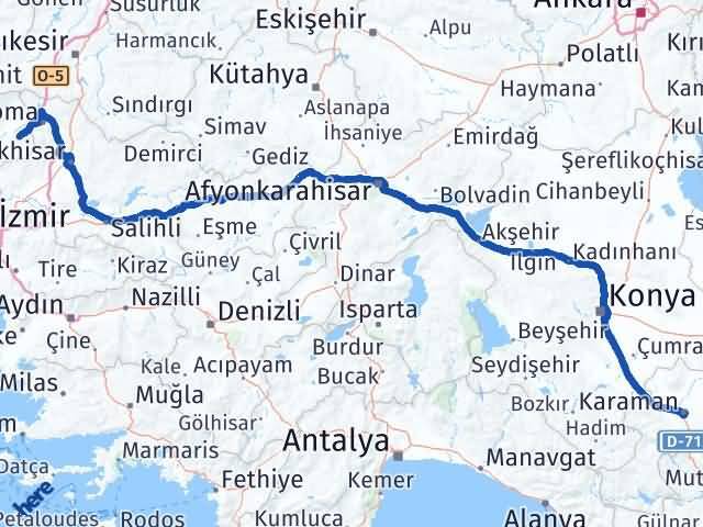 Karaman Kınık İzmir Arası Kaç Km - Yol Haritası