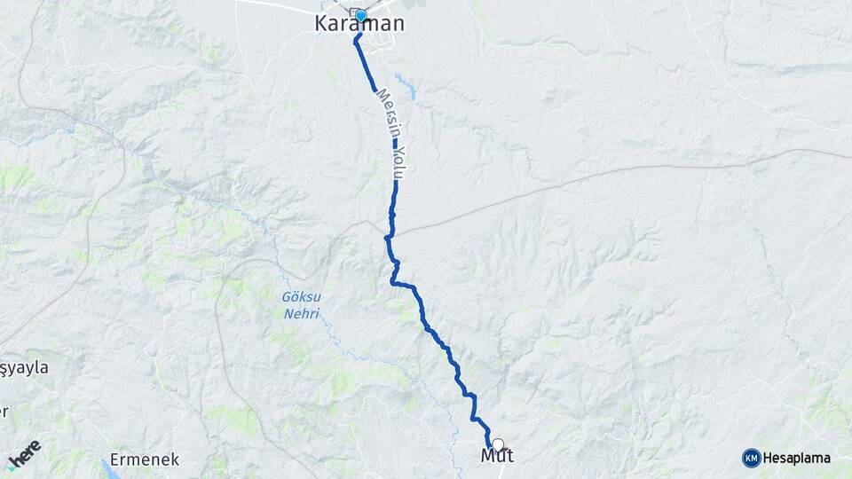 Karaman Mut Mersin Arası Kaç Km - Yol Haritası