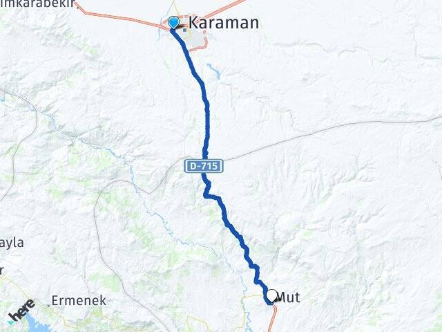 Karaman Otogarı Mut Arası Kaç Km - Yol Tarifi