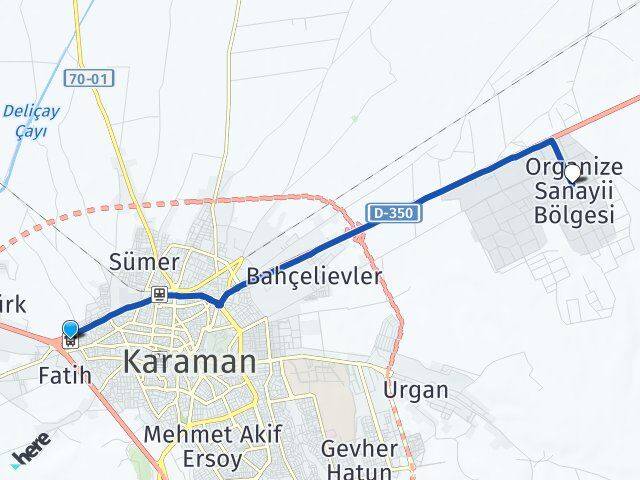 Karaman Otogarı Organize Sanayii Bölgesi Arası Kaç Km - Yol Tarifi