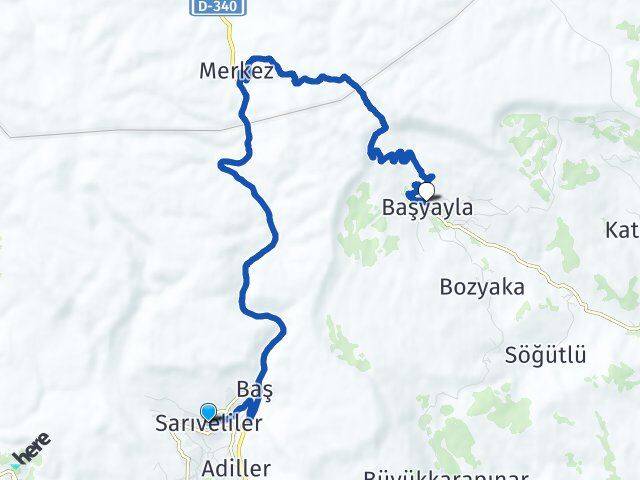 Karaman Sarıveliler Başyayla Arası Kaç Km - Yol Haritası
