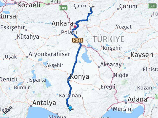 Karaman Sarıveliler Çankırı Arası Kaç Km - Yol Haritası