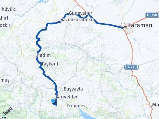 Civler Karaman Otogarı Arası Kaç Km - Yol Tarifi