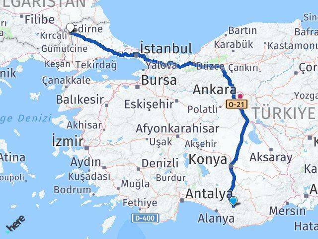 Karaman Sarıveliler Edirne Arası Kaç Km - Yol Haritası