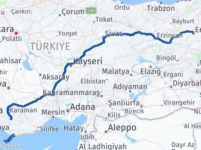 Karaman Sarıveliler Erzurum Arası Kaç Km - Yol Haritası