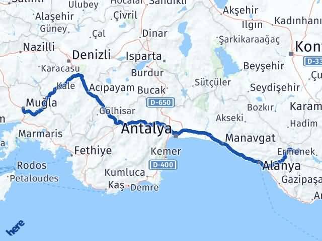 Karaman Sarıveliler Muğla Arası Kaç Km - Yol Haritası