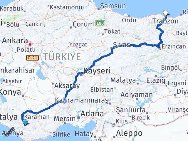 Karaman Sarıveliler Trabzon Arası Kaç Km - Yol Haritası
