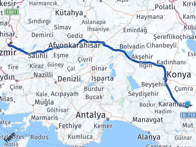Karaman Saruhanlı Manisa Arası Kaç Km - Yol Haritası