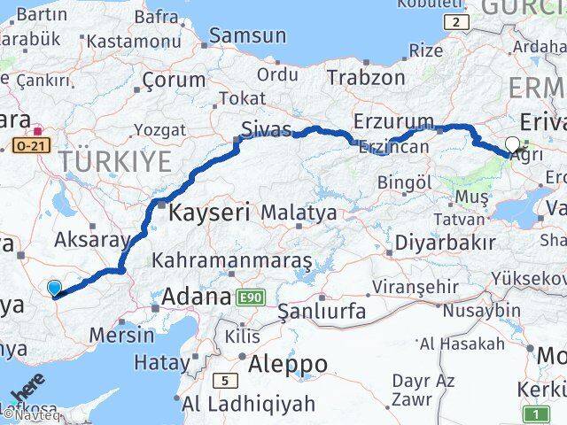 Karaman Tutak Ağrı Arası Kaç Km - Yol Haritası