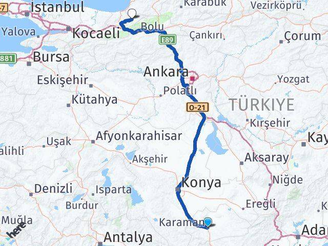 Karaman Yığılca Arası Kaç Km - Yol Tarifi