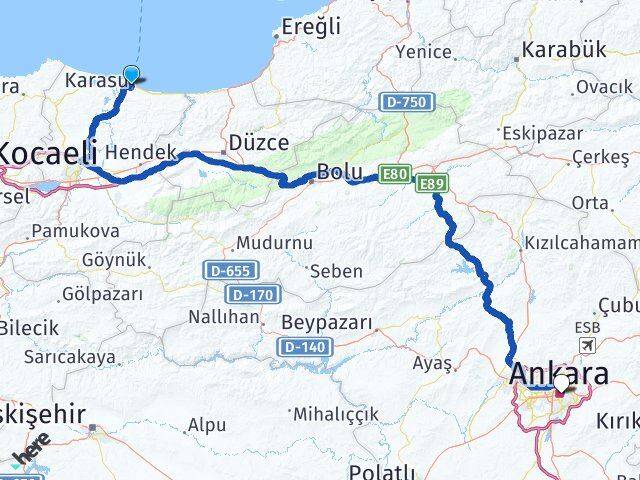 Karasu Otogarı Ankara Arası Kaç Km - Yol Tarifi