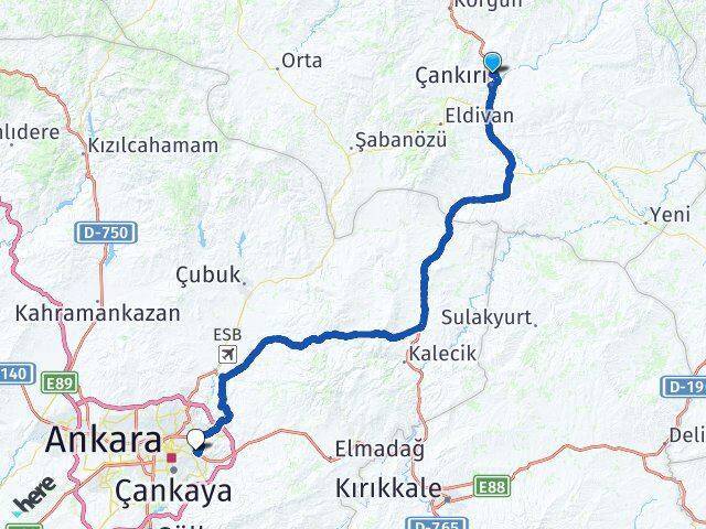 Karatekin Üniversitesi Mamak Arası Kaç Km - Yol Tarifi