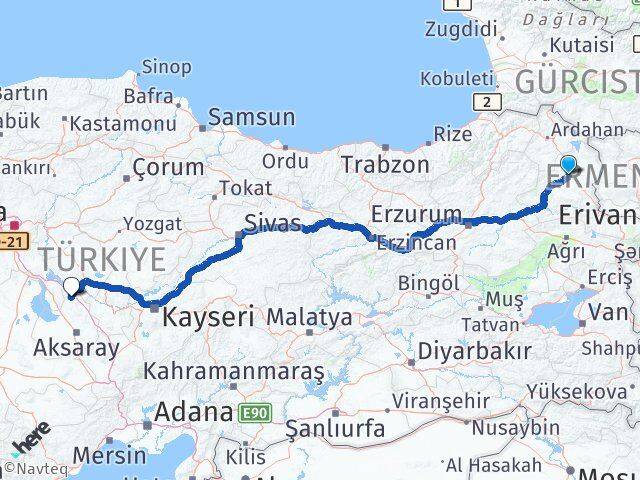 Kars Ağaçören Aksaray Arası Kaç Km - Yol Haritası