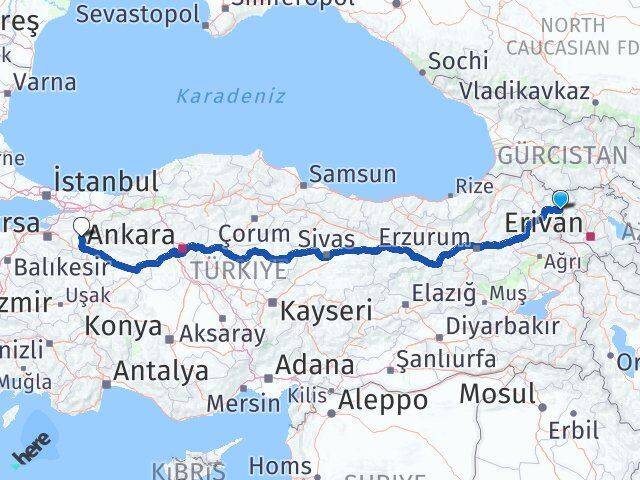 Kars Akyaka Bilecik Arası Kaç Km - Yol Haritası