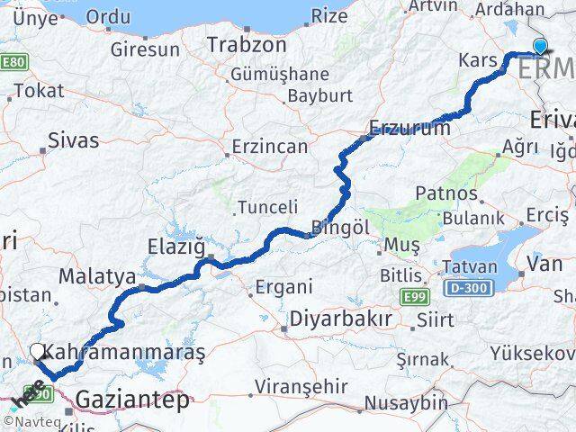 Kars Akyaka Kahramanmaraş Arası Kaç Km - Yol Haritası