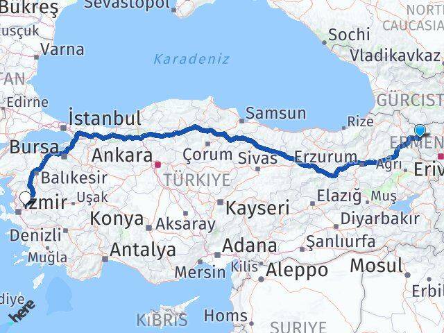 Kars Akyaka Manisa Arası Kaç Km - Yol Haritası
