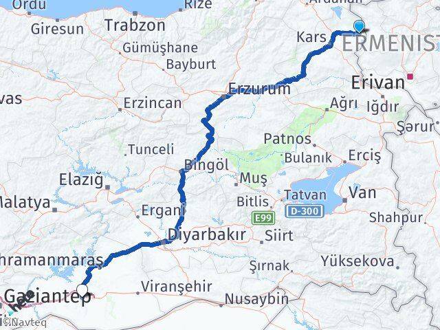 Kars Akyaka Şanlıurfa Arası Kaç Km - Yol Haritası