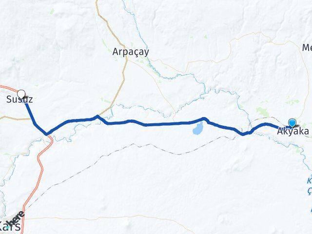 Kars Akyaka Susuz Arası Kaç Km - Yol Haritası