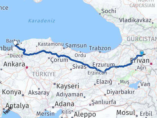 Kars Akyaka Zonguldak Arası Kaç Km - Yol Haritası