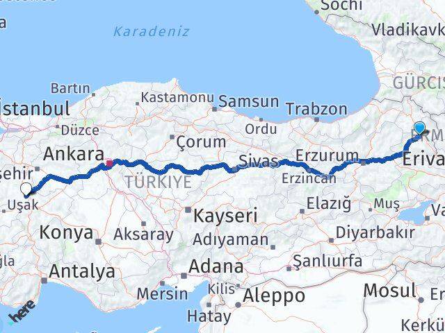 Kars Altıntaş Kütahya Arası Kaç Km - Yol Haritası