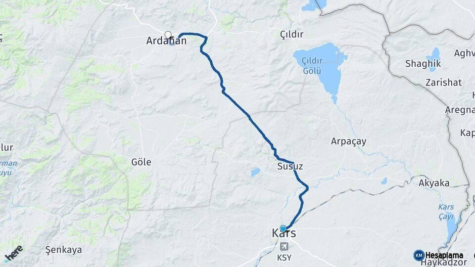 Kars Ardahan Arası Kaç Km - Yol Haritası