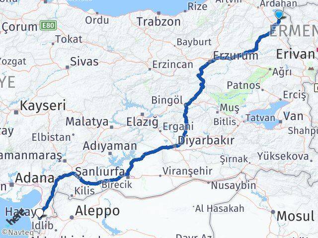 Kars Arpaçay Hatay Arası Kaç Km - Yol Haritası