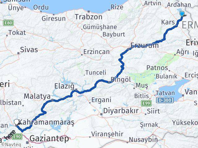 Kars Arpaçay Kahramanmaraş Arası Kaç Km - Yol Haritası