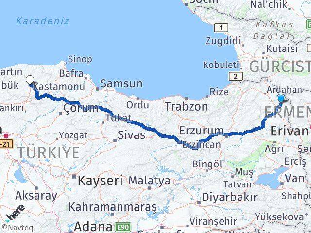 Kars Arpaçay Kastamonu Arası Kaç Km - Yol Haritası