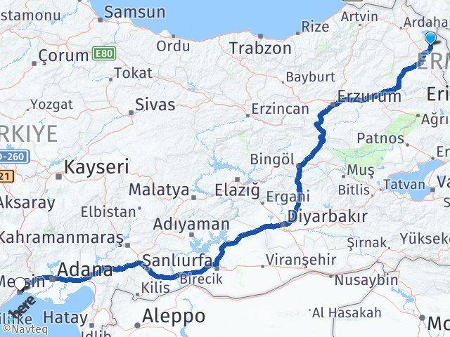 Kars Arpaçay Mersin Arası Kaç Km - Yol Haritası
