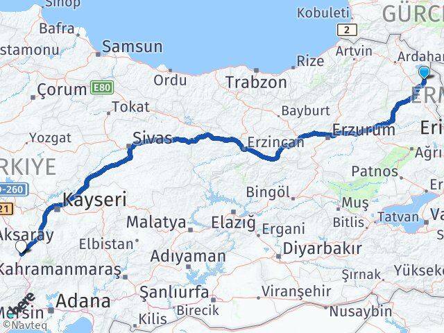 Kars Arpaçay Niğde Arası Kaç Km - Yol Haritası