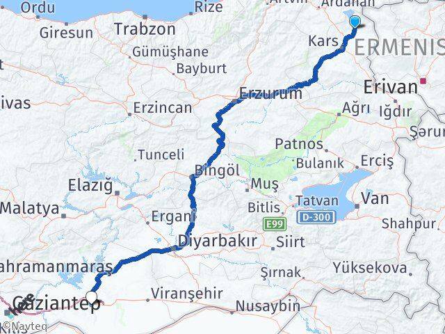 Kars Arpaçay Şanlıurfa Arası Kaç Km - Yol Haritası