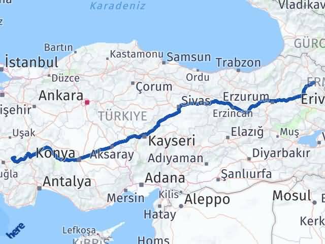 Kars Baklan Denizli Arası Kaç Km - Yol Haritası