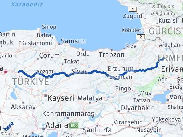 Kars Balışeyh Kırıkkale Arası Kaç Km - Yol Haritası