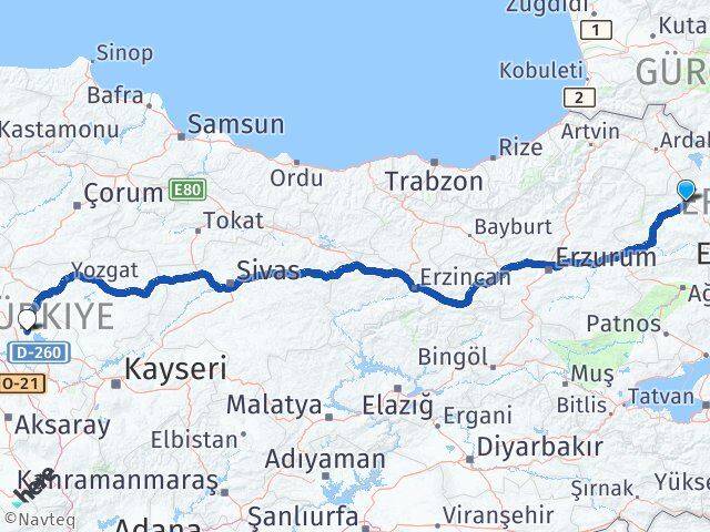 Kars Boztepe Kırşehir Arası Kaç Km - Yol Haritası