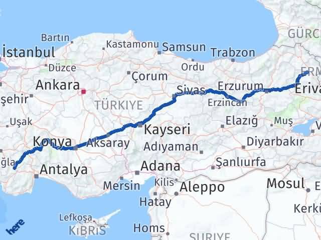 Kars Çavdır Burdur Arası Kaç Km - Yol Haritası