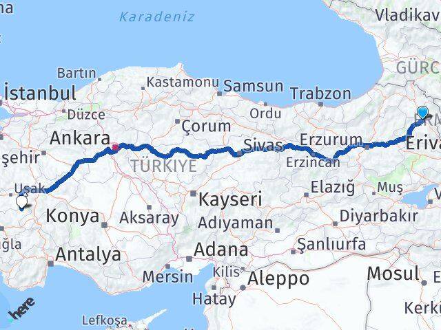 Kars Çivril Denizli Arası Kaç Km - Yol Haritası