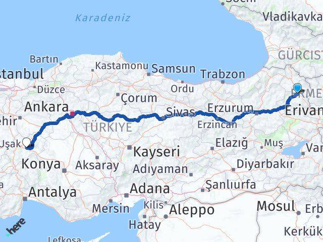 Kars Çobanlar Afyonkarahisar Arası Kaç Km - Yol Haritası
