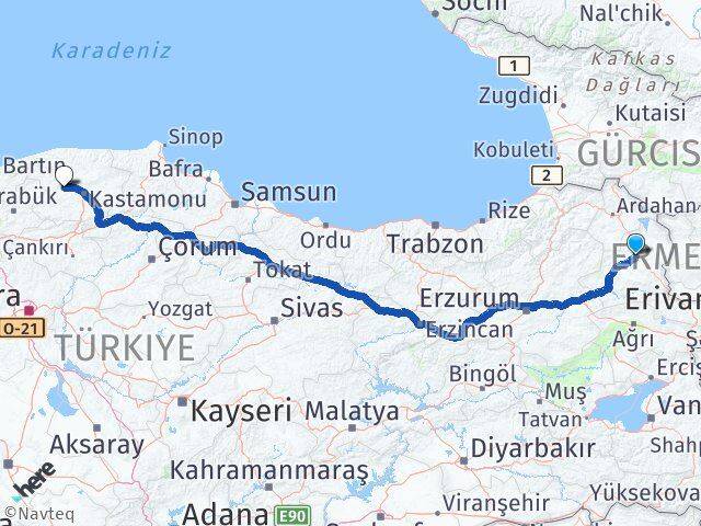 Kars Daday Kastamonu Arası Kaç Km - Yol Haritası