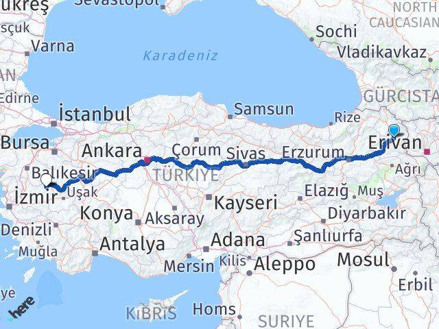 Kars Demirci Manisa Arası Kaç Km - Yol Haritası