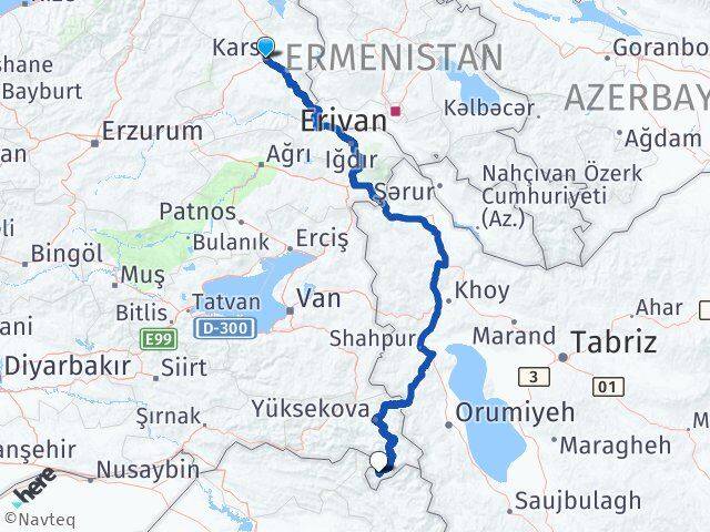 Kars Derecik Hakkari Arası Kaç Km - Yol Haritası