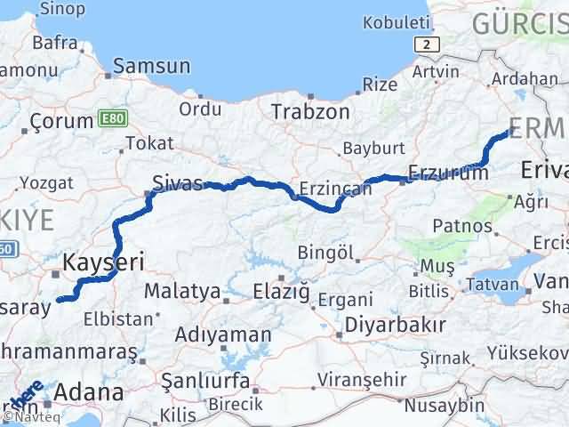 Kars Develi Kayseri Arası Kaç Km - Yol Haritası