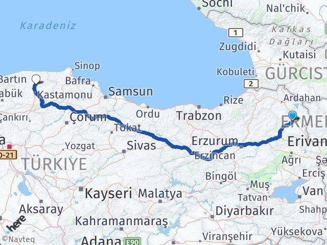 Kars Devrekani Kastamonu Arası Kaç Km - Yol Haritası