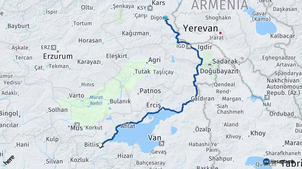 Digor Bitlis Arası Kaç Km - Yol Tarifi