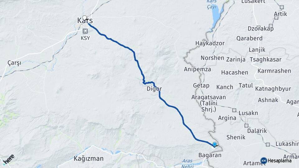 Halıkışlak Kars Arası Kaç Km - Yol Tarifi
