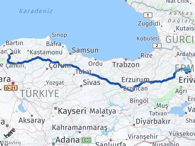 Kars Digor Karabük Arası Kaç Km - Yol Haritası