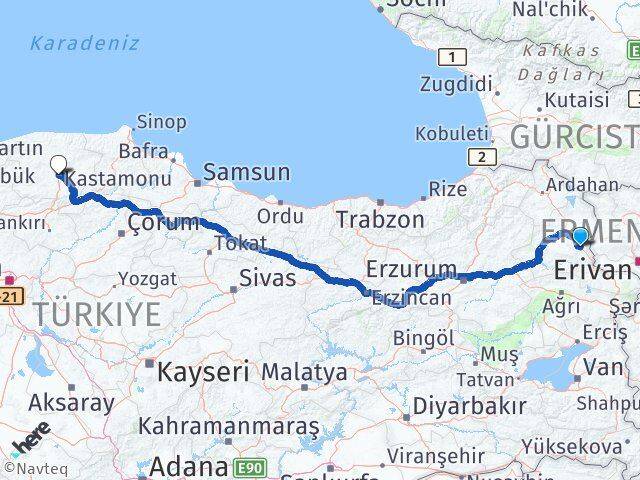 Kars Digor Kastamonu Arası Kaç Km - Yol Haritası