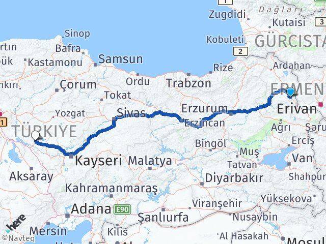 Kars Digor Kırşehir Arası Kaç Km - Yol Haritası