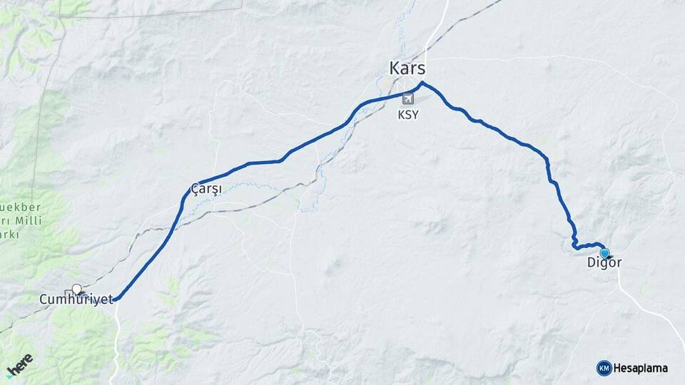 Kars Digor Sarıkamış Arası Kaç Km - Yol Haritası