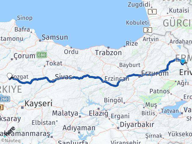 Kars Digor Yozgat Arası Kaç Km - Yol Haritası