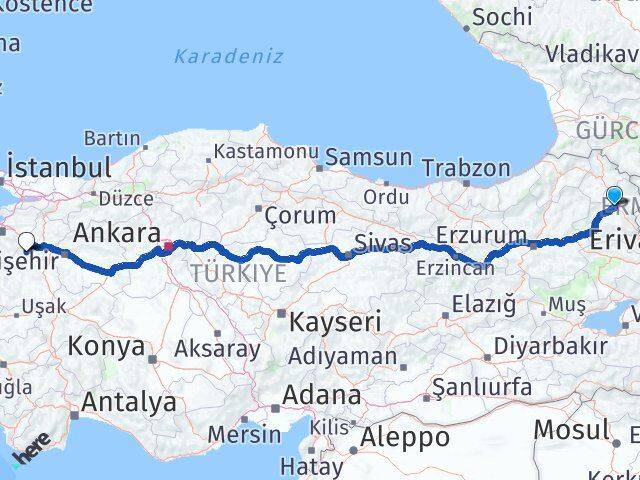 Kars Domaniç Kütahya Arası Kaç Km - Yol Haritası